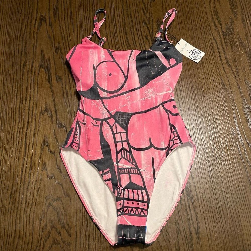 Swiminista X James Peter Henry Pink Black Beach Activities One Piece Swimsuit, X